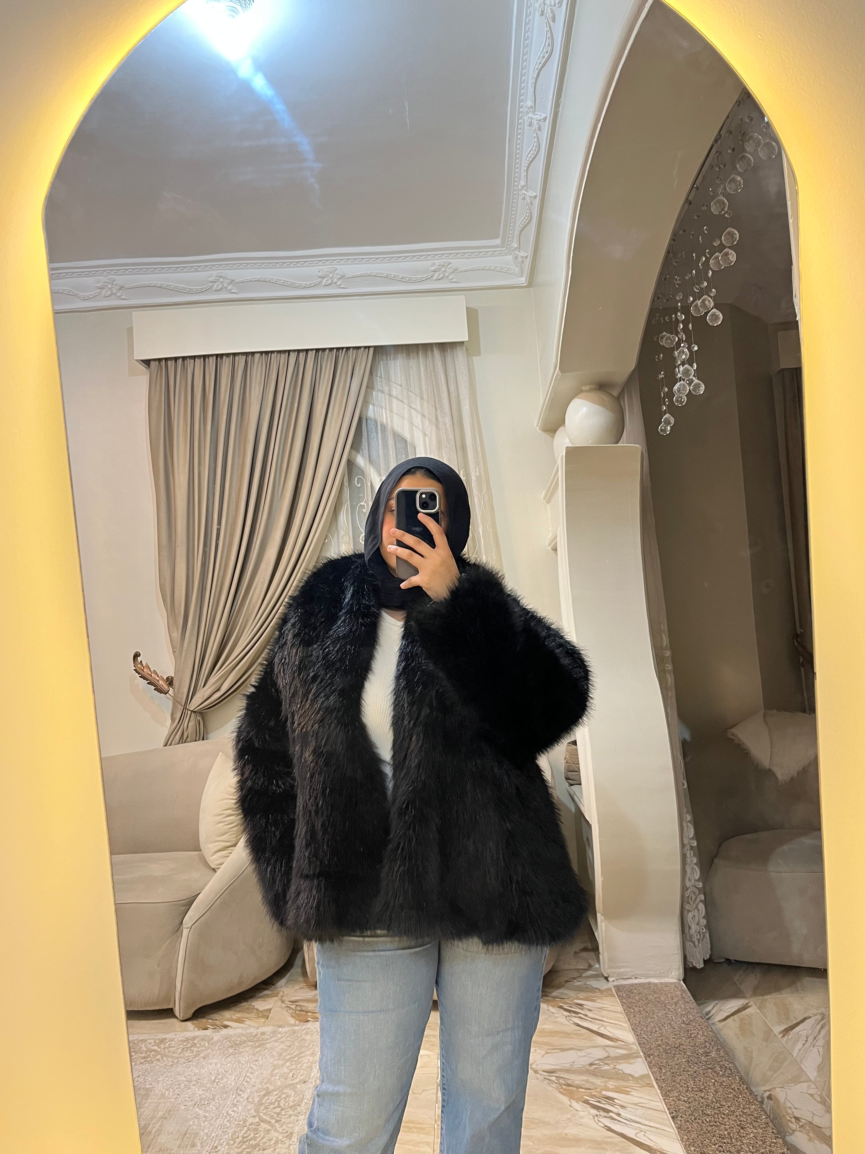 Black fur jacket